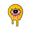 Eye in yellow melted Sticker.