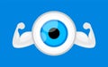 Eyeball blue, strong healthy concept, eye graphic blue for icon, eyeball illustration clip art, eyesight symbol character in good