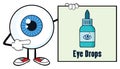 Eyeball Cartoon Mascot Character Showing A Banner With Eye Drops Royalty Free Stock Photo