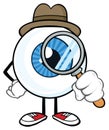 Eyeball Detective Cartoon Mascot Character Look With A Magnifying Glass