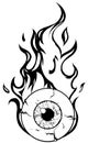 Eyeball On Fire - A cartoon illustration of a Eyeball with flames coming off of it. vector