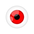 Eyeball red color isolated on white, eye graphic red for icon, eyeball illustration for clip art, eyesight symbol, eyeball cartoon