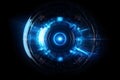 eyeball technology hi-tech line digital futuristic eye scan element blue neon, Generated AI