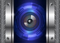 Eyeball technology with iron gate background Royalty Free Stock Photo