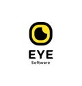 Eyeball vector icon. Yellow rectangle eye retina, photo lens abstract symbol, spy tech, vision surgery, smart camera app Royalty Free Stock Photo