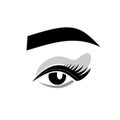 Eyebrow eyelashes logo. makeup - vector illustration in flat style. beauty saloon. eye