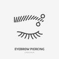 Eyebrow piercing line icon, vector pictogram of face jewelry. Piercing studio logo, linear illustration Royalty Free Stock Photo