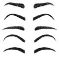 Fashion woman eyebrow sketch isolated set on white