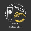 Eyebrow tattoo chalk concept icon. Eye brows and eyelashes correction, tinting, permanent makeup idea. Microblading