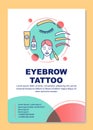 Eyebrow tattoo poster template layout. Tinting products, permanent makeup. Banner, booklet, leaflet print design with