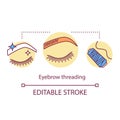 Eyebrow threading concept icon. Beauty service idea thin line illustration. Beauty salon epilation procedure. Brow shape