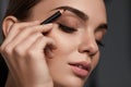 Eyebrows Contouring. Beautiful Woman With Brown Eyebrow Pencil Royalty Free Stock Photo