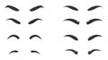 Eyebrows shapes Set. Eyebrow shapes. Various types of eyebrows. Makeup tips. Eyebrow shaping for women. Royalty Free Stock Photo