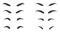 Eyebrows shapes Set. Various types of eyebrows. Makeup tips. Eyebrow shaping for women. Royalty Free Stock Photo