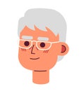 Eyeglasses asian elderly man 2D vector avatar illustration