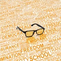 Eyeglasses with background concept wordcloud of human rights Royalty Free Stock Photo