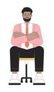 Eyeglasses bearded black male job candidate 2D linear cartoon character
