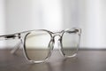 Eyeglasses close up. Eye glasses. Modern style eyeglasses. Round glasses with transparent lenses Royalty Free Stock Photo