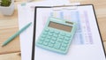 coffee and calculator on an office desk Royalty Free Stock Photo