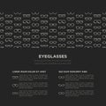 Eyeglasses concept with thin line icons: sunglasses, sport glasses, rectangular, aviator, wayfarer, round, square, cat eye, oval,