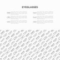 Eyeglasses concept with thin line icons: sunglasses, sport glasses, rectangular, aviator, wayfarer, round, square, cat eye, oval,