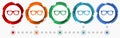 Eyeglasses concept vector icon set, flat design pointers, infographic template Royalty Free Stock Photo