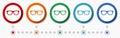 Eyeglasses concept vector icon set, infographic template, flat design circle colorful web buttons in 5 color options Royalty Free Stock Photo