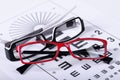 Eyeglasses and eye chart Royalty Free Stock Photo