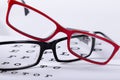 Eyeglasses and eye chart Royalty Free Stock Photo