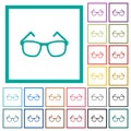 Eyeglasses flat color icons with quadrant frames