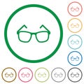 Eyeglasses flat icons with outlines