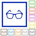 Eyeglasses flat framed icons