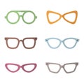 Eyeglasses flat multicolored vector set. Modern minimalistic design. Part three.