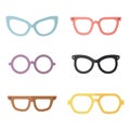 Eyeglasses flat multicolored vector set. Modern simple design. Part two.