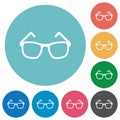 Eyeglasses flat round icons