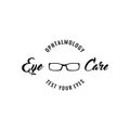 Eyeglasses glasses icon. Eye care inscription. Ophthalmology badge. Vector. Royalty Free Stock Photo