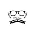 Eyeglasses icon. Ophthalmology badge. Optical icon. Test Your Eyes inscription. Vector.