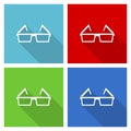 Eyeglasses icon set, flat design vector illustration in eps 10 for webdesign and mobile applications in four color options Royalty Free Stock Photo