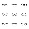 Eyeglasses icons set, simple style Royalty Free Stock Photo
