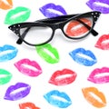 Eyeglasses and lipstick marks Royalty Free Stock Photo