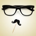 Eyeglasses and moustache as a hipster guy, with a retro effect