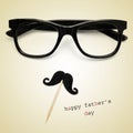 Eyeglasses and moustache, and the text happy fathers day