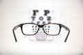 Eyeglasses during optometric examination Royalty Free Stock Photo