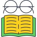 Eyeglasses over open book icon flat vector Royalty Free Stock Photo