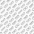 Eyeglasses seamless pattern with thin line icons: sunglasses, sport glasses, rectangular, aviator, wayfarer, round, square, cat Royalty Free Stock Photo