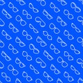 Eyeglasses seamless pattern with thin line icons: sunglasses, sport glasses, rectangular, aviator, wayfarer, round, square, cat Royalty Free Stock Photo