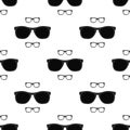 Eyeglasses seamless pattern - vector black sunglasses or glasses texture Royalty Free Stock Photo