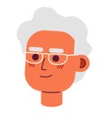 Eyeglasses senior adult man 2D vector avatar illustration