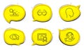 Head, Myopia and Skin moisture icons set. Eyeglasses sign. Human profile, Eye vision, Wet cream. Optometry. Vector