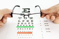 Eyeglasses vision chart at white background